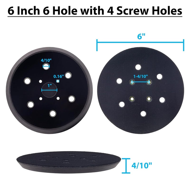 SHUTTLE GENIUS 6 Inch 6 Holes Replacement Sander Pads Hook and Loop, 6" Sanding Pad for Ridgid R2611 Random Orbit Sander, 1 Pack - Image 2